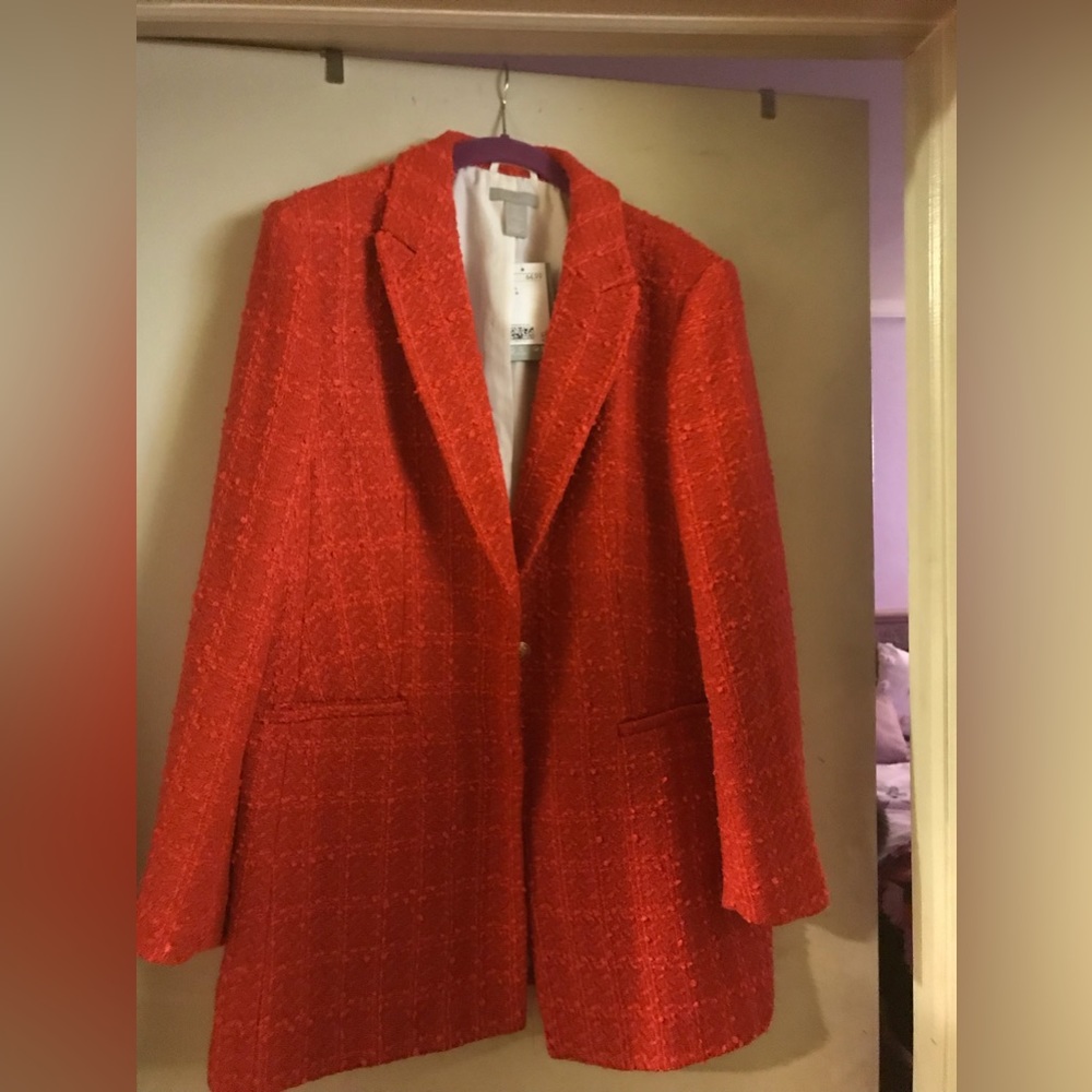 NWT TEXTURED ORANGE LONG BLAZER